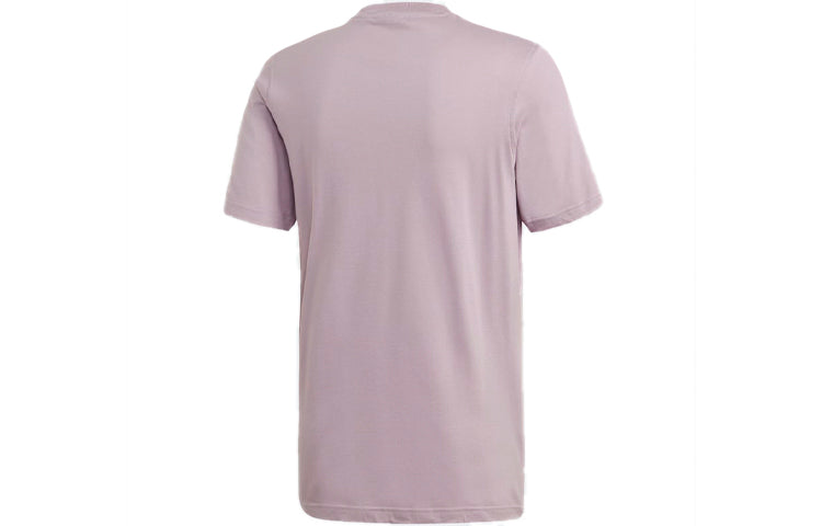 Men's adidas originals Chest Logo Sports Short Sleeve Pink Purple Gray T-Shirt ED4714