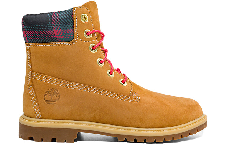 (WMNS) Timberland Heritage 6 Inch Waterproof Boots 'Wheat Nubuck with Pink Teal Plaid' A5MC4231