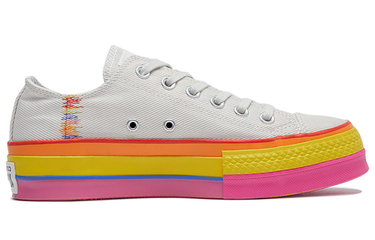 (WMNS) Converse Chuck Taylor All Star Lift Low 'Rainbow - Vintage White' 564992C