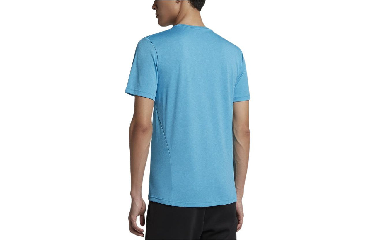 Men's Nike Printing Logo Solid Color Casual Short Sleeve Blue T-Shirt 832837-482