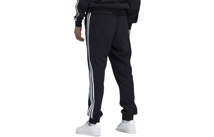 Men's adidas originals Alphabet Printing Stripe Athleisure Casual Sports Bundle Feet Autumn Black Pants H31238