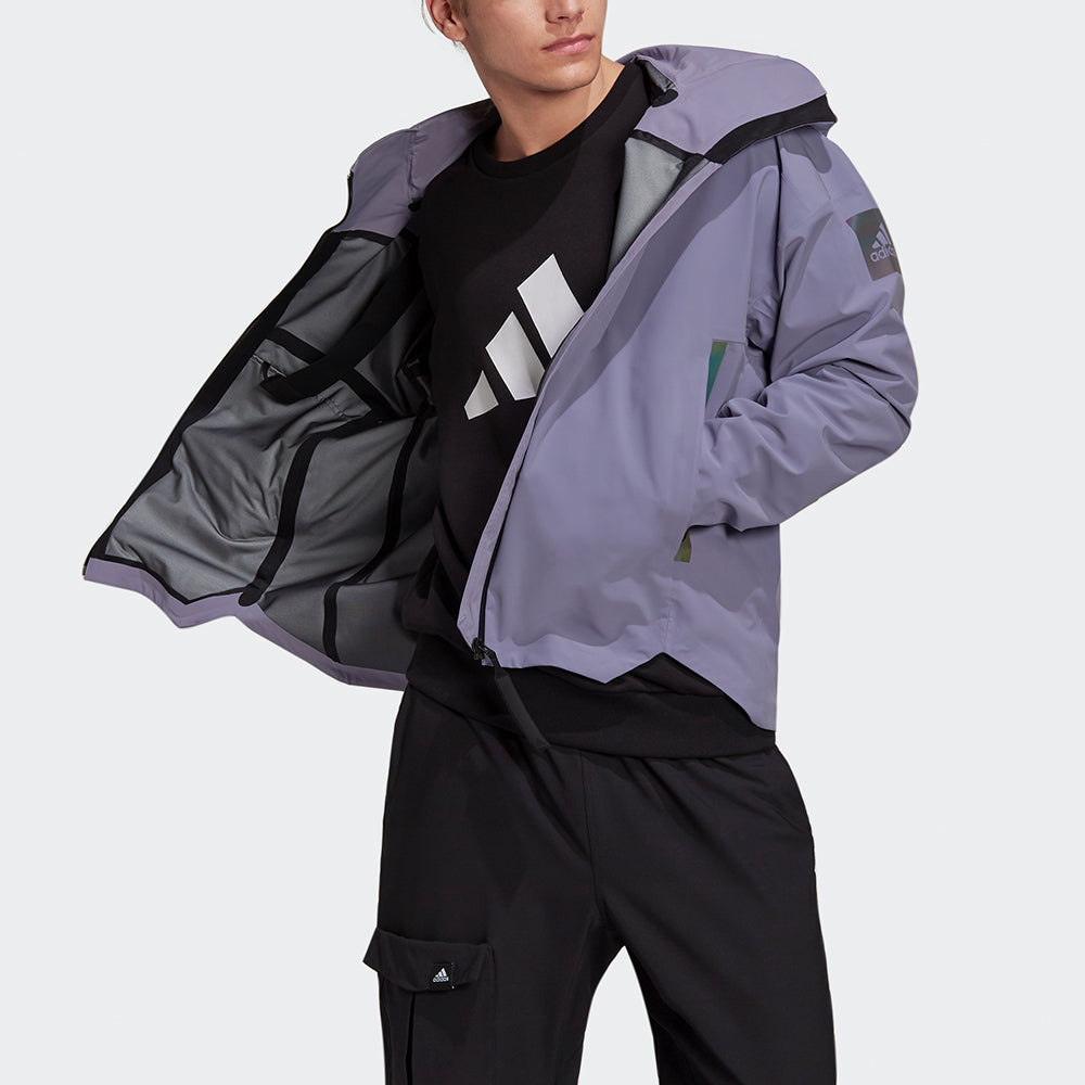 Men's adidas Myshelter Jkt Outdoor Sports Loose Rainproof Hooded Logo Jacket Autumn Purple GT6576