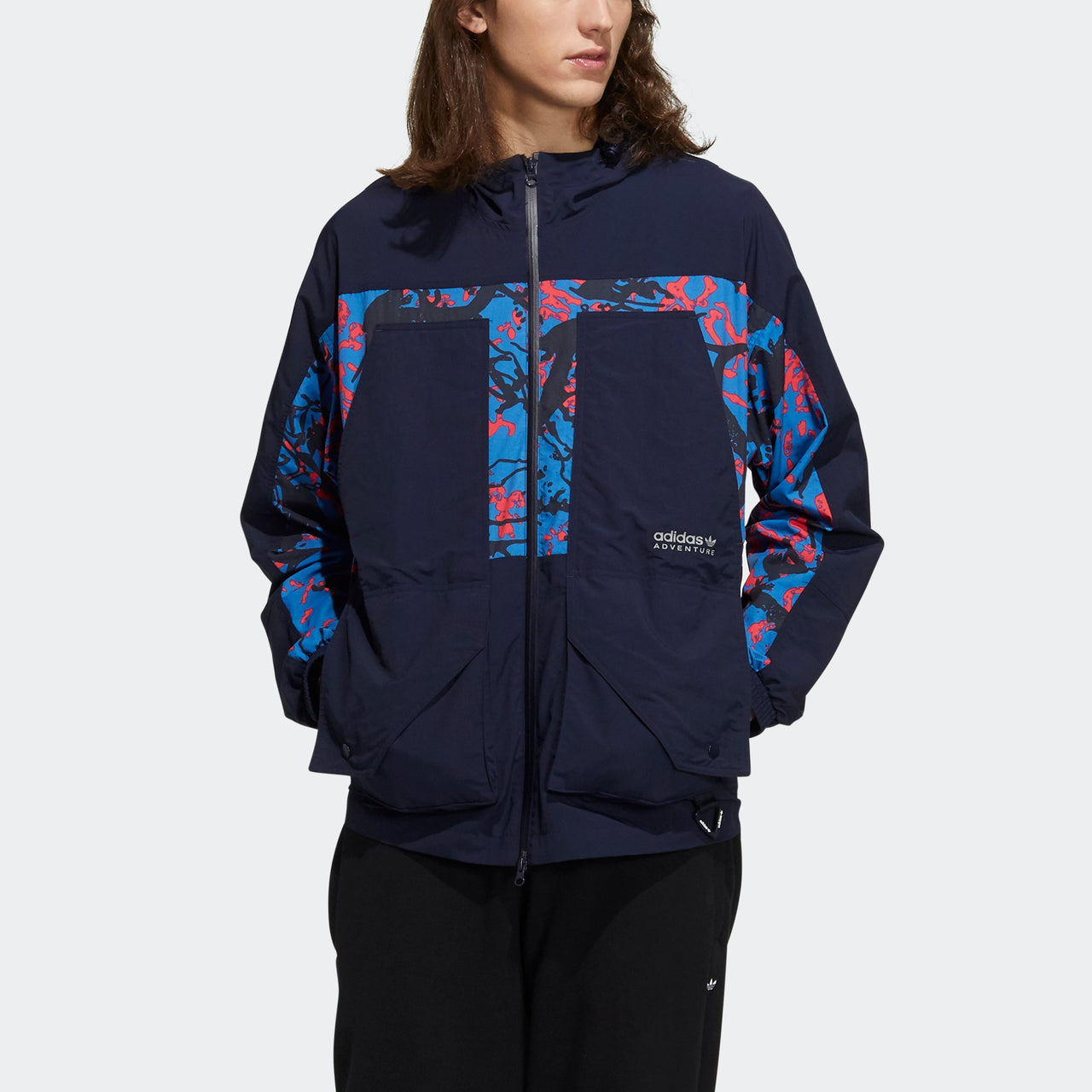 Men's adidas originals Adv Wb Printing Splicing Sports Jacket Legendary Ink Blue H46700
