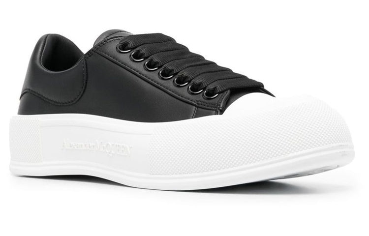 (WMNS) Alexander McQueen Deck Skate Plimsoll Shoes 'Core Black White' 697121WIAB61070