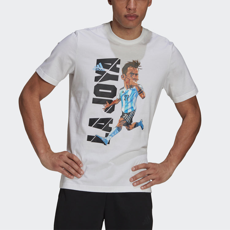 adidas Dybala Icon T M Paul Cartoon Printing Soccer/Football Sports Short Sleeve White HA5453