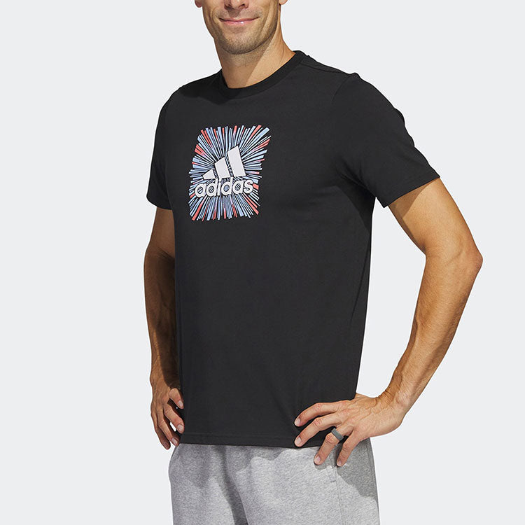 adidas Sport Optimist Sun Logo Sportswear Graphic Tee 'Black' HS2533