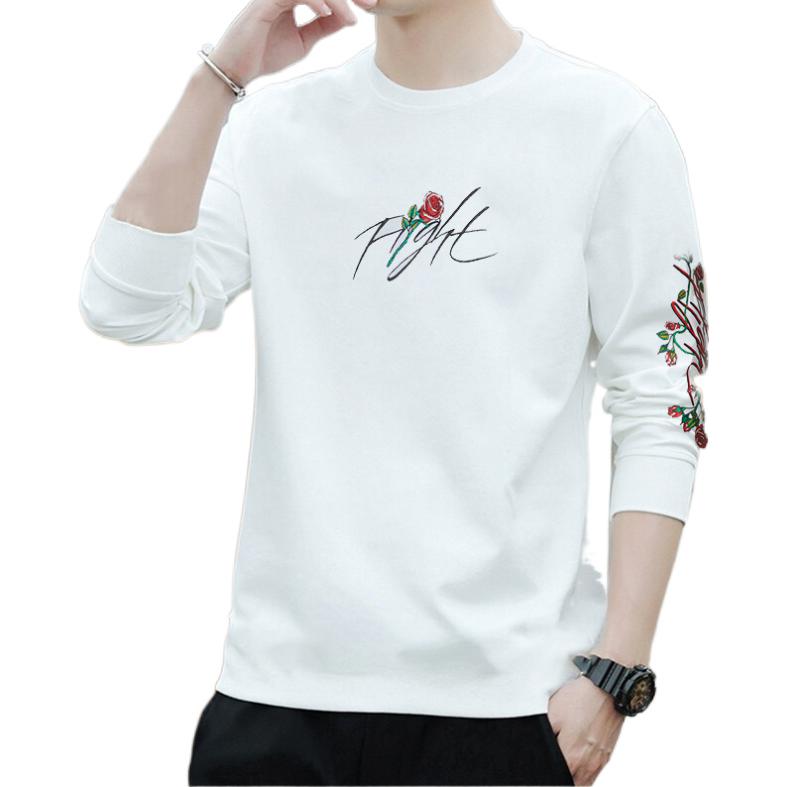 Men's Nike Sleeve Side Flowers Logo Printing Round Neck Long Sleeves White DQ7387-100