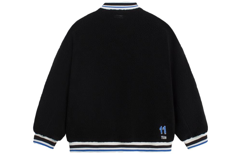 Li-Ning Logo Polar Fleece Baseball Jacket 'Black Blue' AFDSD31-3