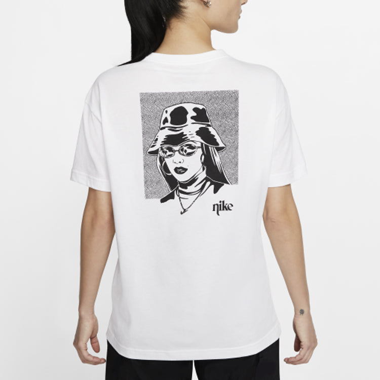 (WMNS) Nike Back Printing Short Sleeve 'White' CT8923-100