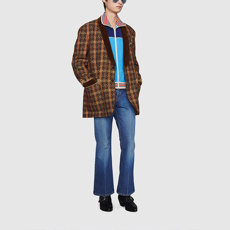 Gucci Technical Jersey Zip-Up Jacket With Web 'Blue' 645206-XJC5N-4233