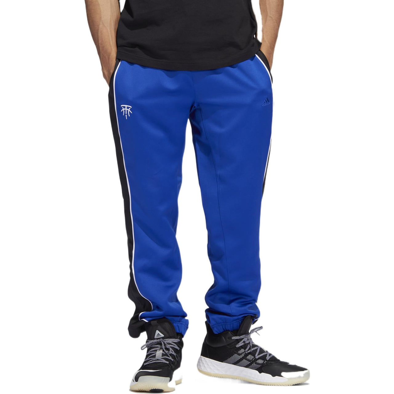 Men's adidas Contrasting Colors Drawstring Basketball Sports Pants/Trousers/Joggers Blue HB5440