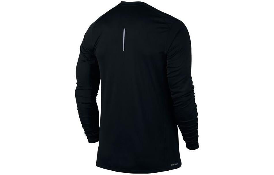 Men's Nike Small Label Solid Color Round Neck Sports Long Sleeves Black T-Shirt 833594-010