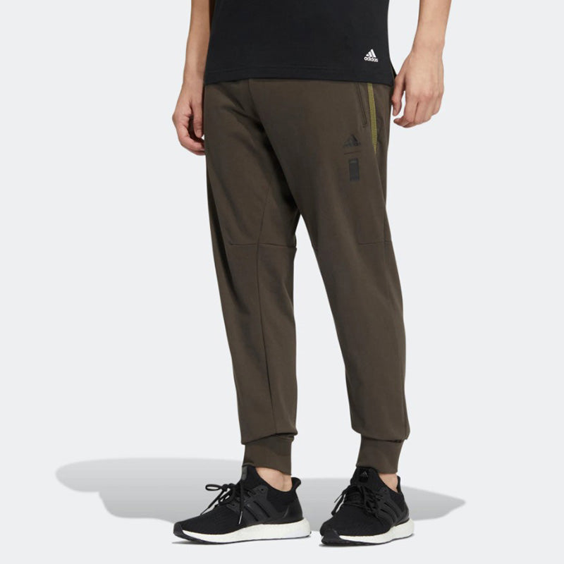 Men's adidas WJ KN PNT Solid Color Logo Printing Bundle Feet Sports Pants/Trousers/Joggers Dark Grey Olive Green HE5159