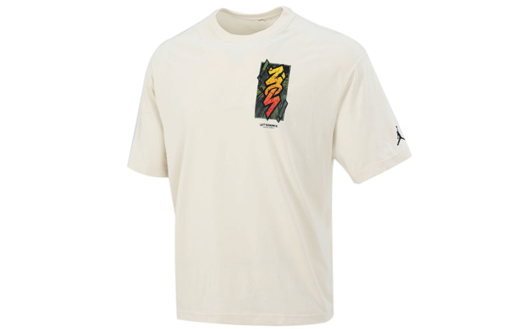 Men's Jordan Dri-FIT Zion Basketball Sports Printing Knit Round Neck Short Sleeve Creamy White T-Shirt DH0593-234