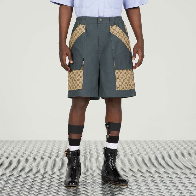 Gucci Cotton Canvas Bermuda GG Insert Shorts 'Dark Grey' 742850-XDCEY-1168
