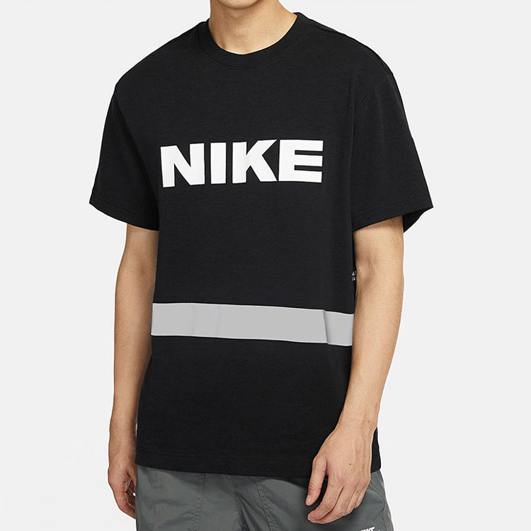 Men's Nike Logo Alphabet Printing Round Neck Casual Short Sleeve Black T-Shirt DB3605-010