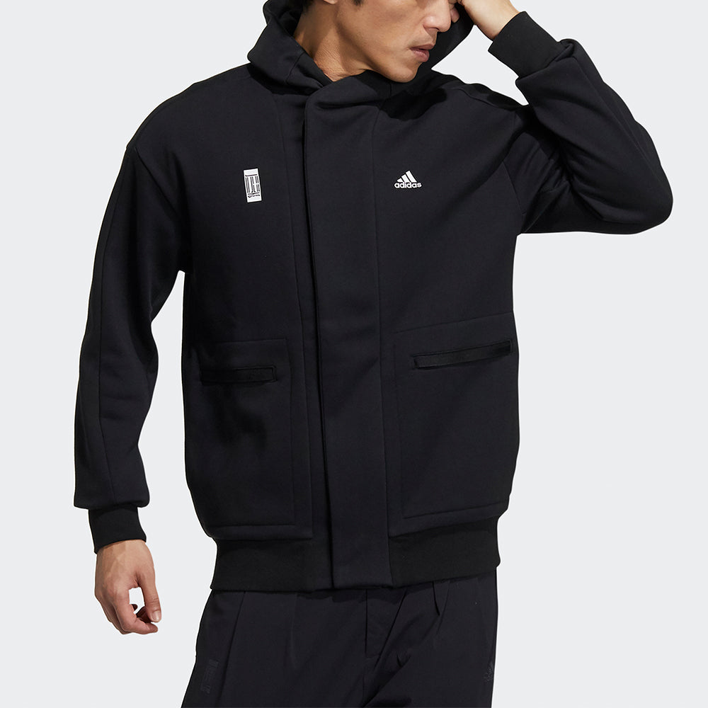 adidas Logo Sports Hooded Jacket Black H39296