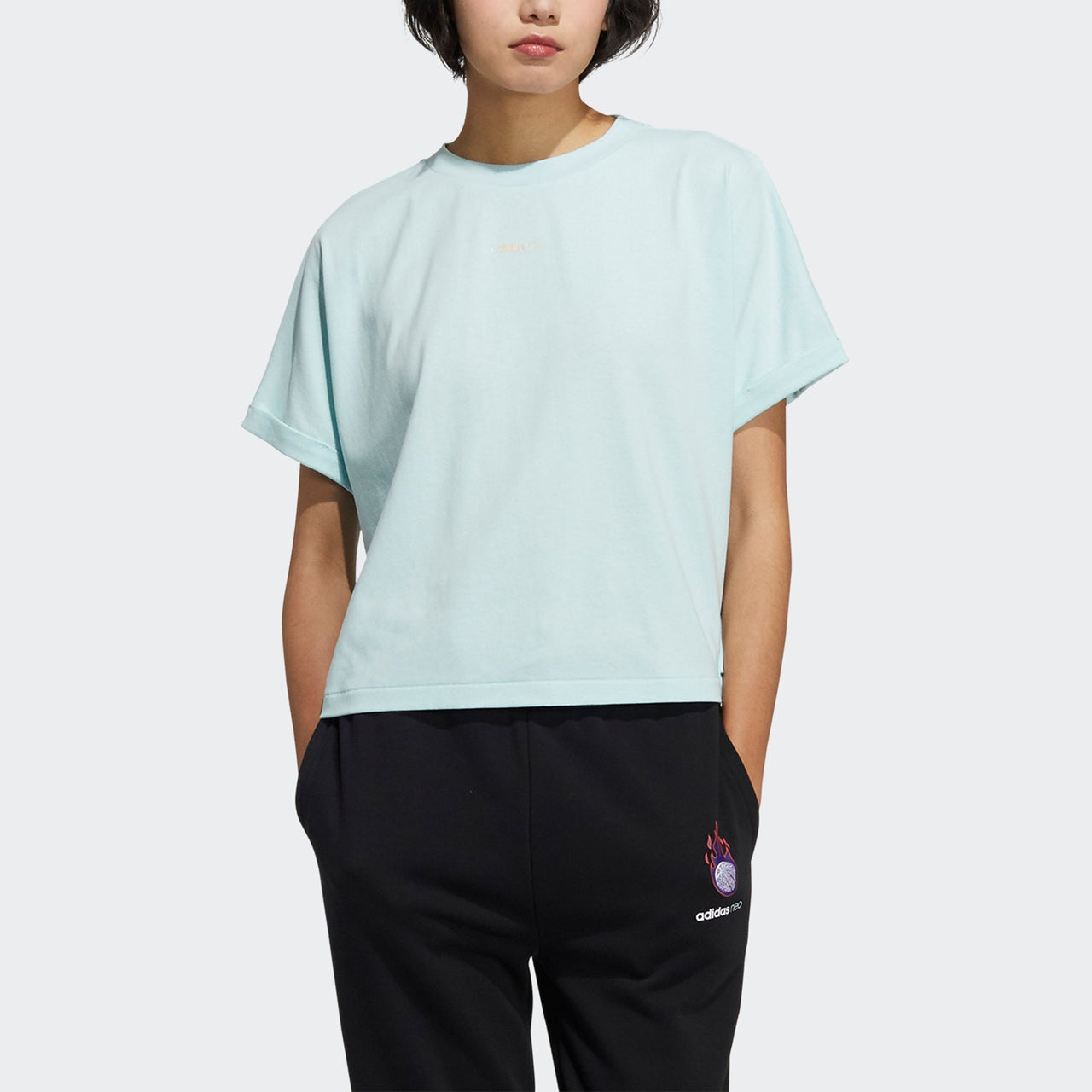 (WMNS) adidas neo July Tee 2 Leisure BackLetter PrintSports Short Sleeve Green H16279