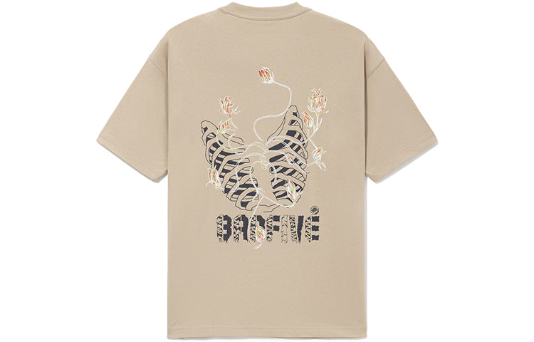 Li-Ning BADFIVE limited Series Cartoon Pattern Loose Round Neck Short Sleeve 'Tan' AHSS037-3
