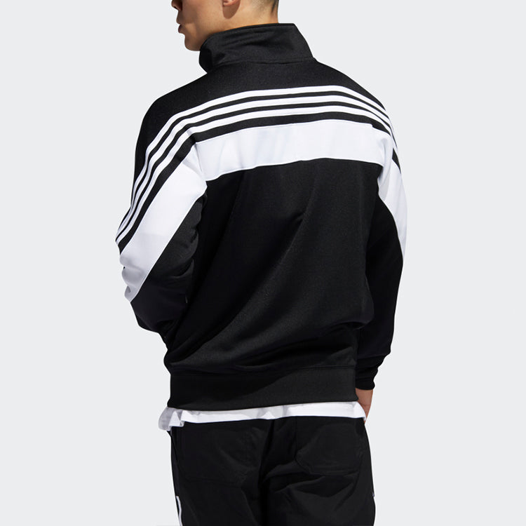 adidas originals 3stripe Wrap Tt Embroidered Logo Stand Collar Sports Jacket Black FM1525