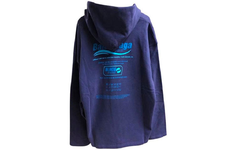 Balenciaga Dry Cleaning Logo Hoodie 'Blue' 661711TKVF