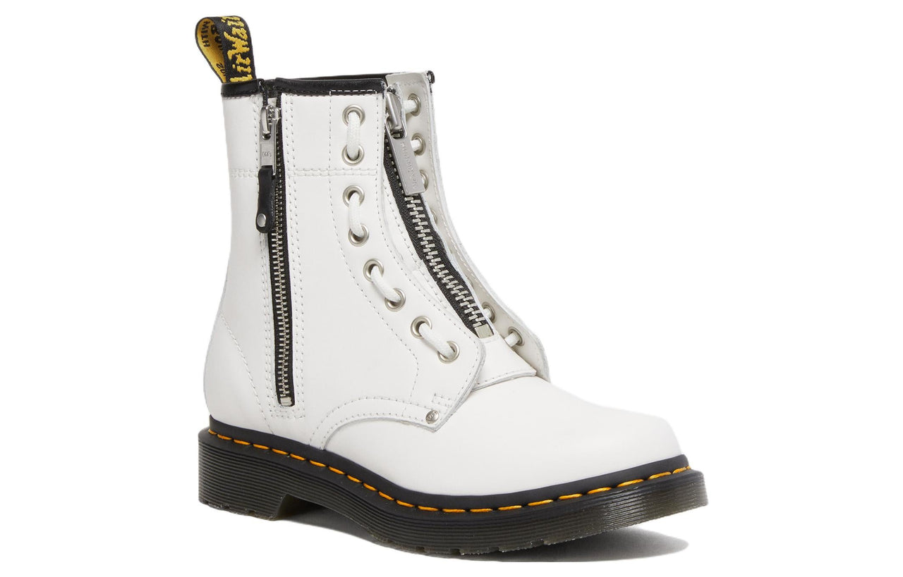 (WMNS) Dr. Martens 1460 Double Zip Leather Lace Up Boots 'White' 27624100