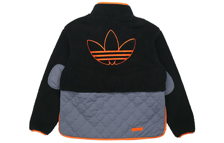 adidas originals Big Trfl Sherpa Stitching Lamb Wool Casual Sports Jacket Men's Black H09361
