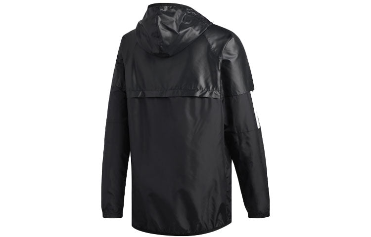 adidas M Wind Fz Jkt Training Sports Hooded Jacket Black DU1961