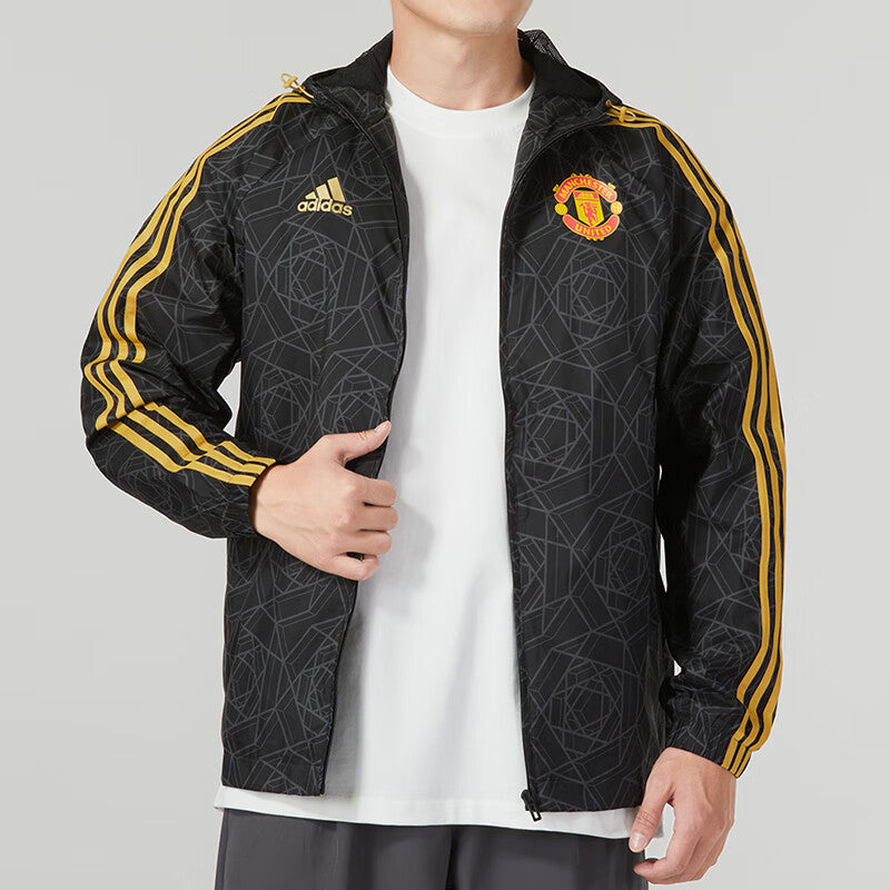 adidas Manchester United DNA Windbreaker Jackets 'Black Yellow' IA8526