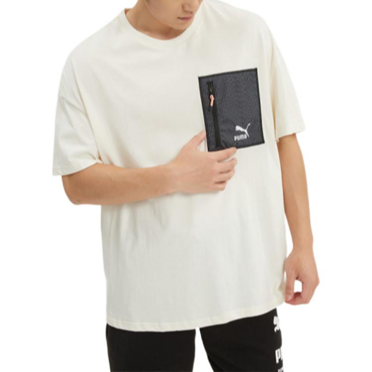 PUMA Logo Zip Pocket Tee 'White' 535418-65