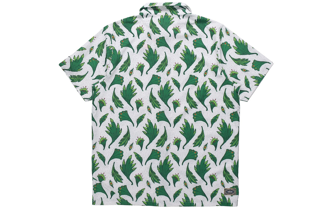 Men's Nike Nigeria Feather Printing Woven Short Sleeve White Shirt CU1417-100