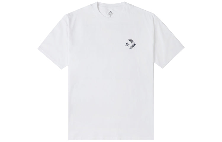Converse Contrasting Colors cashew Loose Round Neck Short Sleeve Couple Style White 10023154-A01