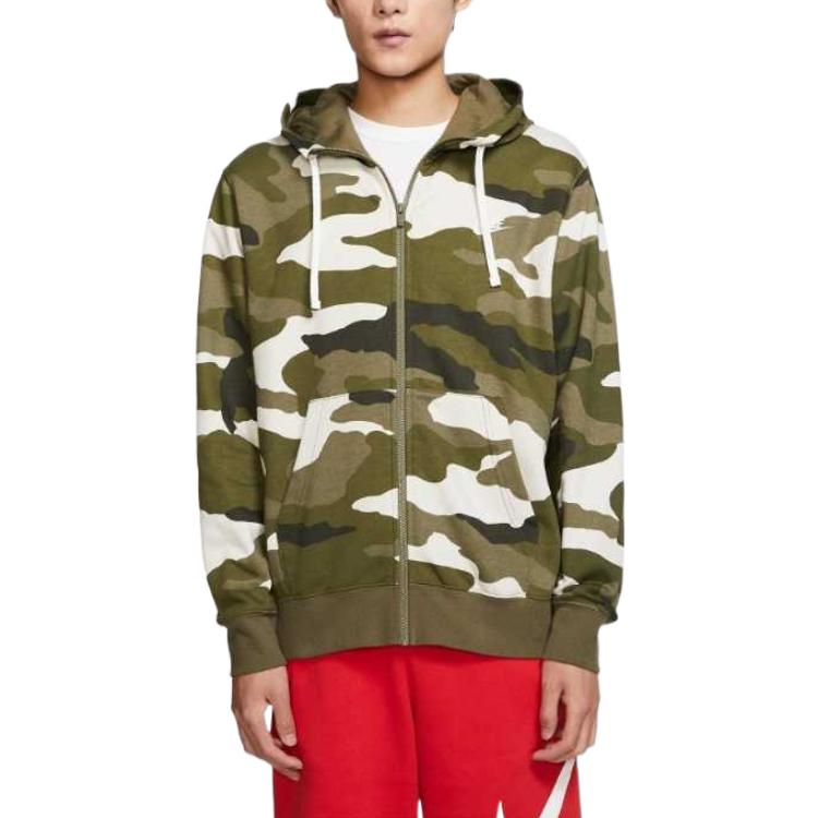 Nike camouflage sports zipped hooded jacket 'Green' BV3625-222