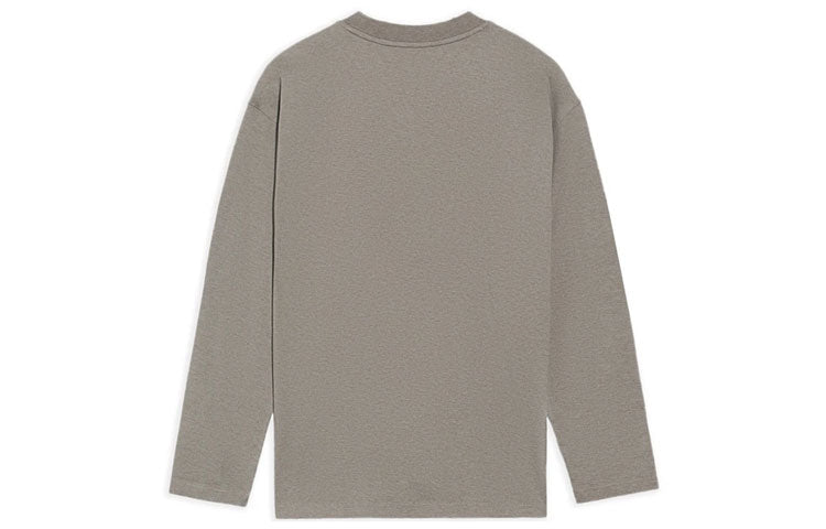 Li-Ning Embroidered Loose Round Neck Long Sleeves Top 'Brown Grey' AHSS130-2