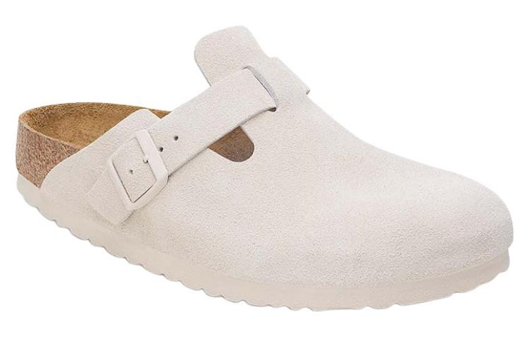 Birkenstock Boston Soft Footbed Suede Leather Narrow Fit Sandals 'Antique White' 1027693