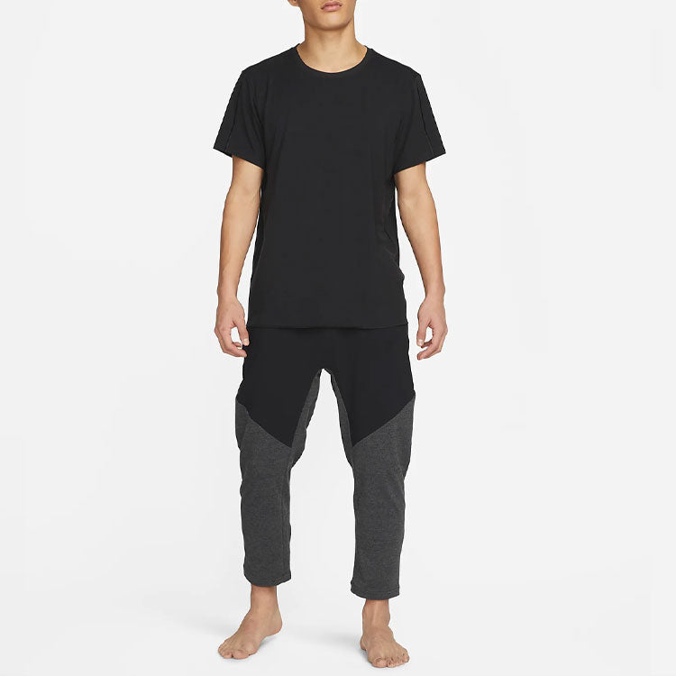 Nike Yoga Dri-Fit Solid Color Round Neck Short Sleeve Black DM7826-010