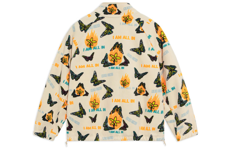 (WMNS) Li-Ning BADFIVE Solid Color Full Print Stand Collar Casual Jacket 'Creamy White' AWDS138-4