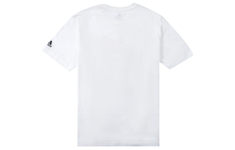Men's adidas Rose Logo Cartoon Ross Pattern Printing Casual Round Neck Short Sleeve White T-Shirt HS4324