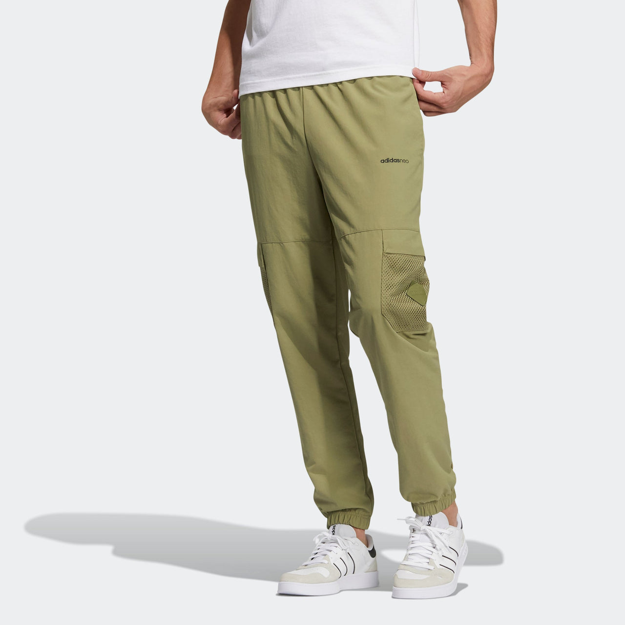 Men's adidas neo Sw Wvn Crg Casual Breathable Pocket Sports Pants/Trousers/Joggers Olive Green H55274