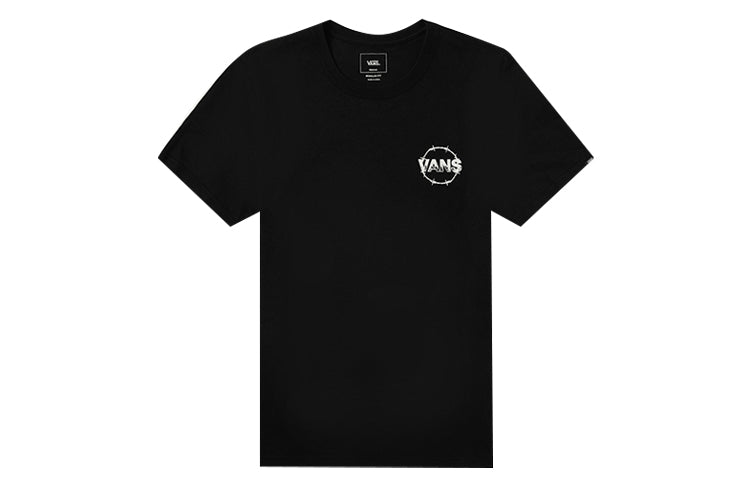 Vans Back Printing Short Sleeve Couple Style Black VN0A4P5ABLK