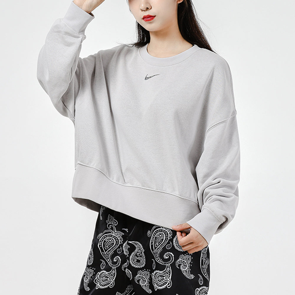 (WMNS) Nike Logo Loose Sports Round Neck Pullover Gray Hoodie DJ6938-094