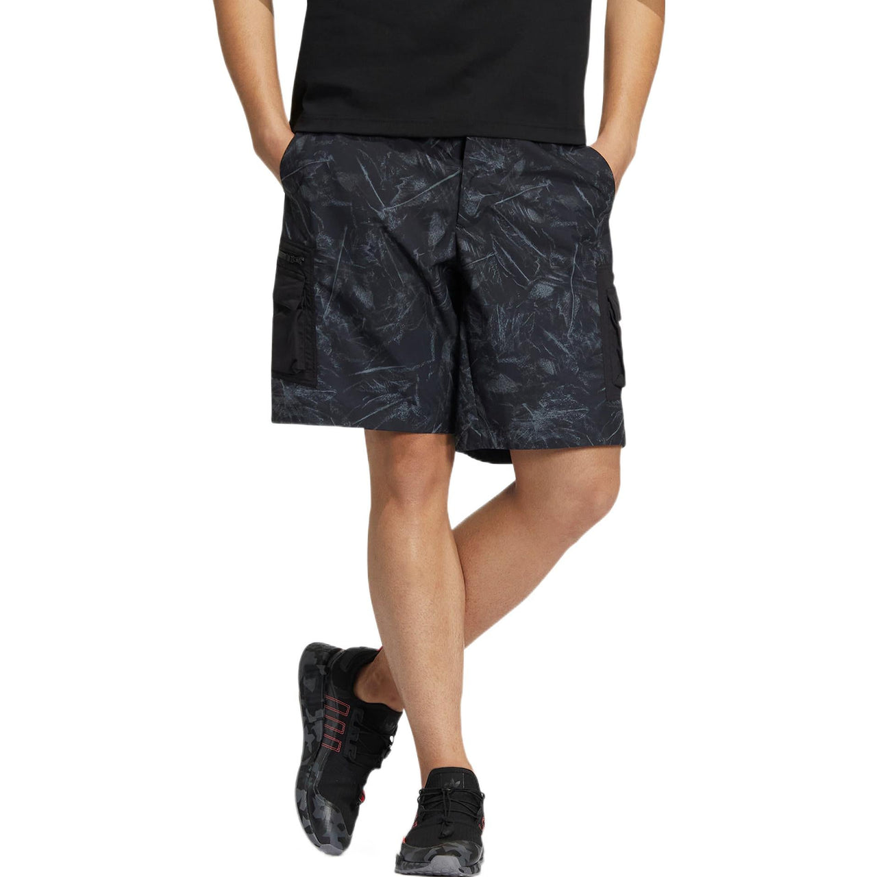 adidas originals Full Print Button Printing Straight Shorts Black HS7288