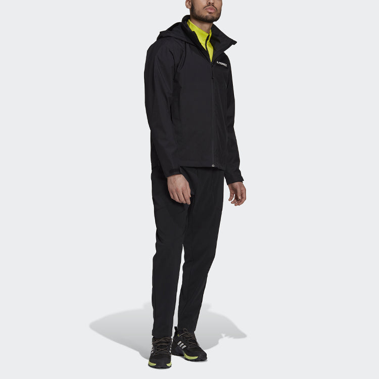 adidas Solid Color Brand Logo Printing hooded Long Sleeves Jacket Black GI7296