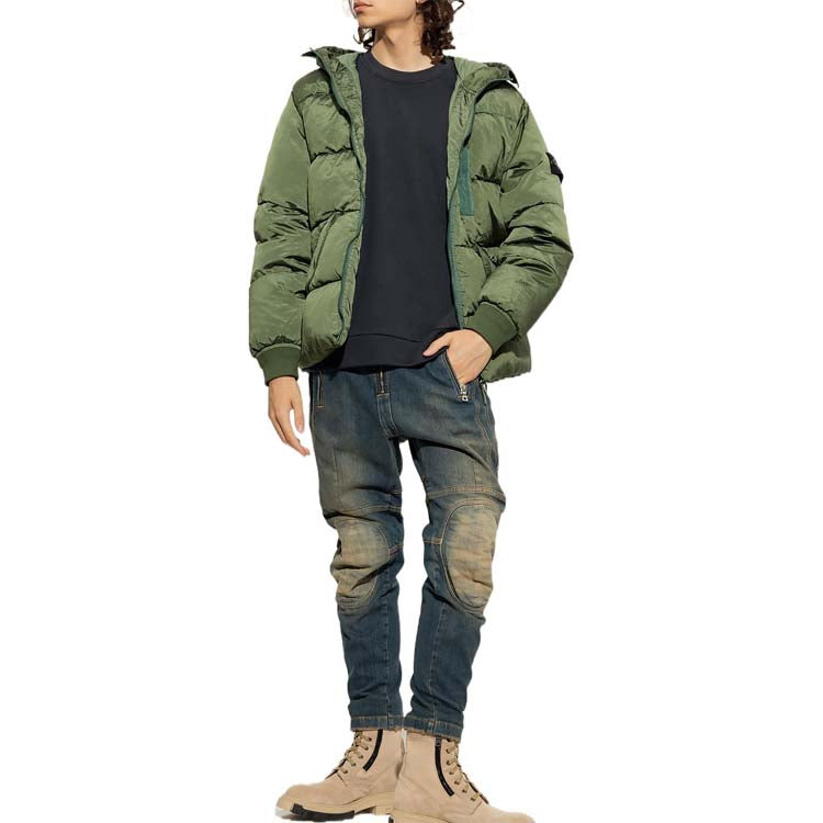 STONE ISLAND Nylon Metal Hooded Down Jacket 'Olive Green' 771543619-V0058
