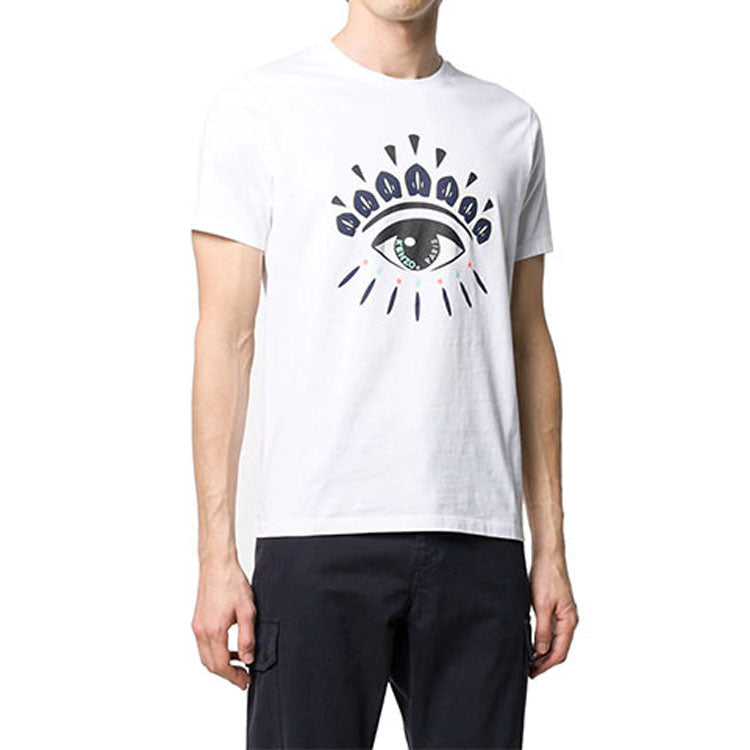 Men's KENZO Printing Round Neck Short Sleeve White FA55TS-0494YC