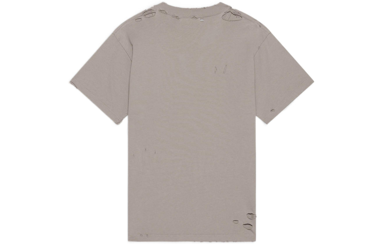Balenciaga Blurry Logo Hole Retro Classic Short Sleeve Unisex Gray 661705TKVD58174