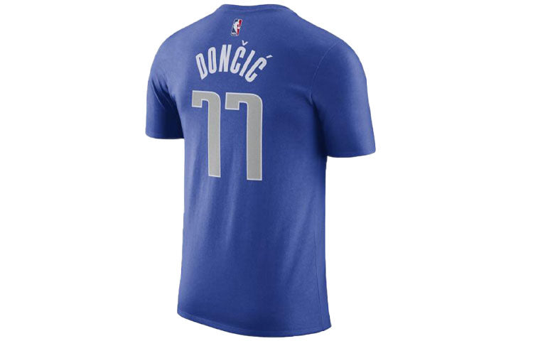 Men's Nike Dallas Mavericks Doncic No. 77 Casual Sports Breathable Round Neck Short Sleeve Blue T-Shirt CV8515-482