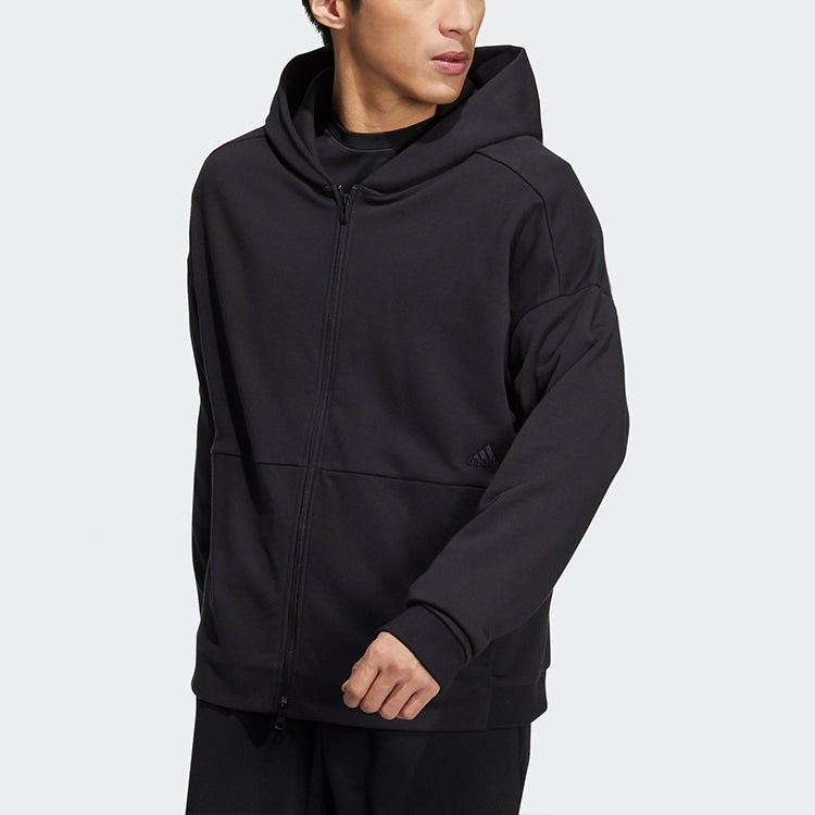 Men's adidas Sports Hooded Zipper Jacket Black HD0079