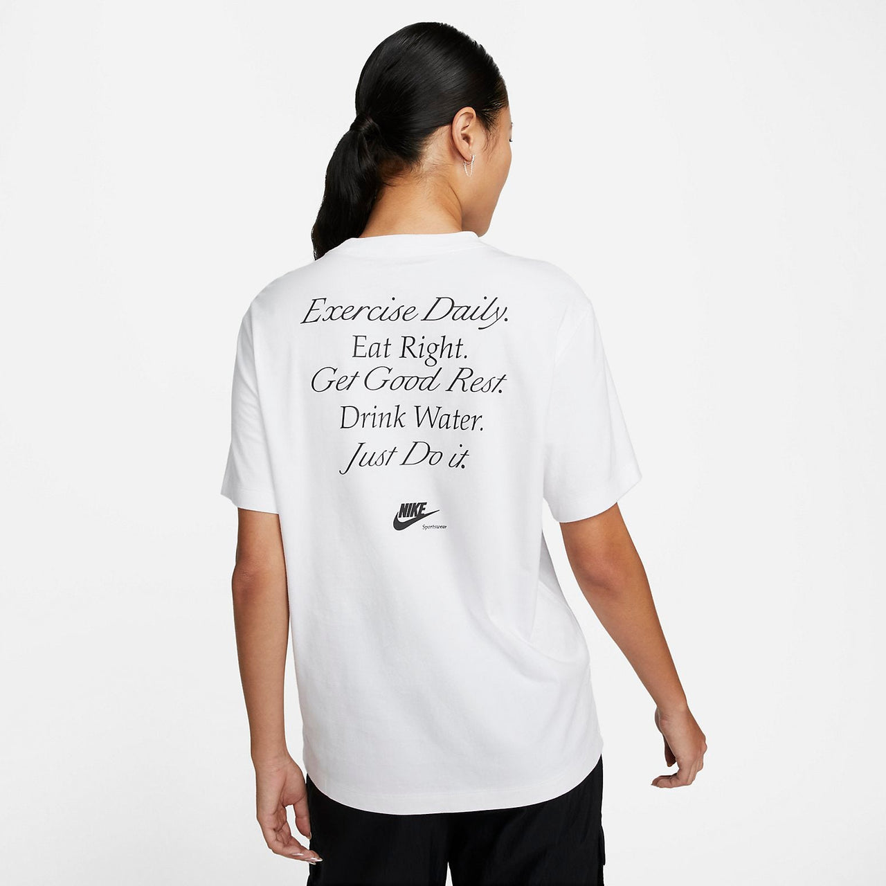 (WMNS) Nike Sportswear Boyfriend T-shirt 'White Black' DR9025-100