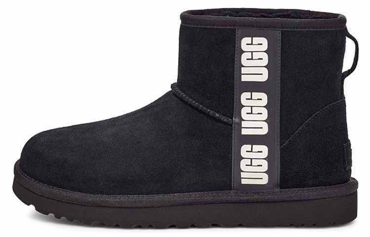 (WMNS) UGG Mini Side Logo 'Black White' 1122558-BWHT